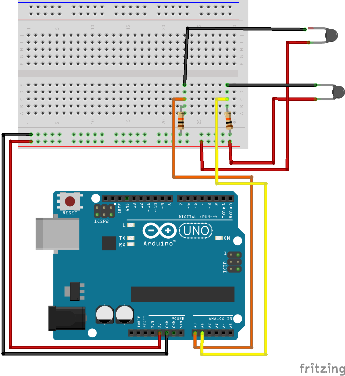 Fritzing für die beiden Thermistoren