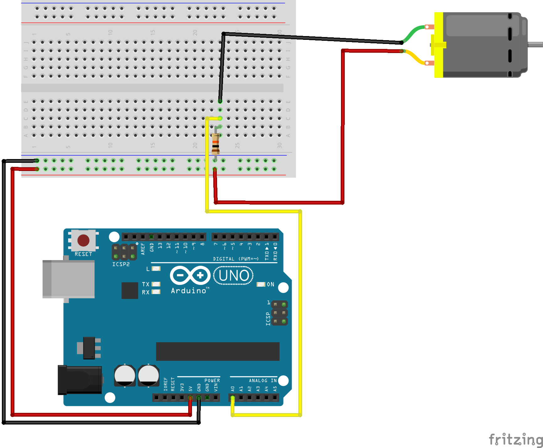 Fritzing für den Elektromotor als Sensor